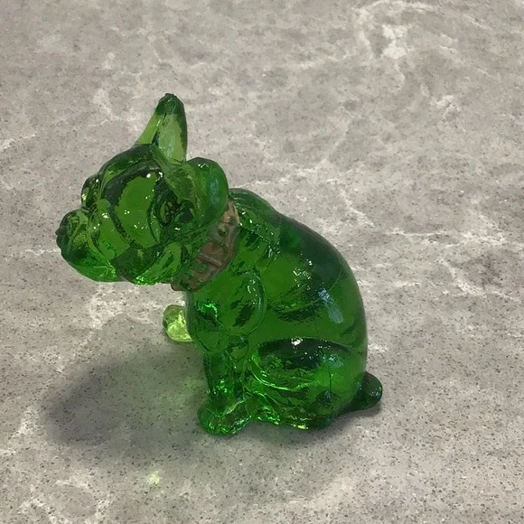 Vtg Westmoreland 2.5” Glass Bulldog Figurine Rhinestone Eyes - Picture 2 of 7